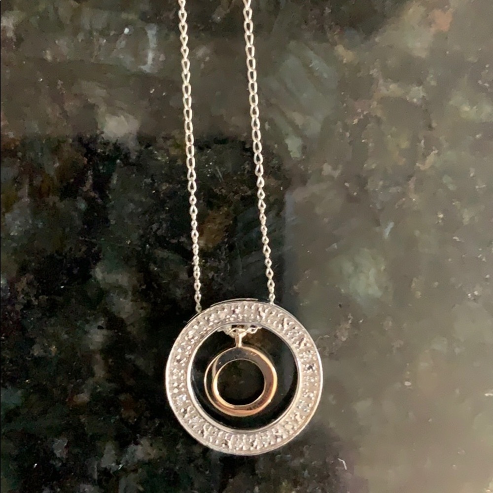 Silver, yellow gold and diamond accent pendent - Picture 5 of 8